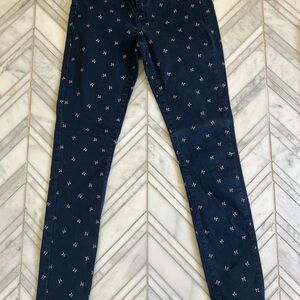 Madewell Navy Pants with white bow accents